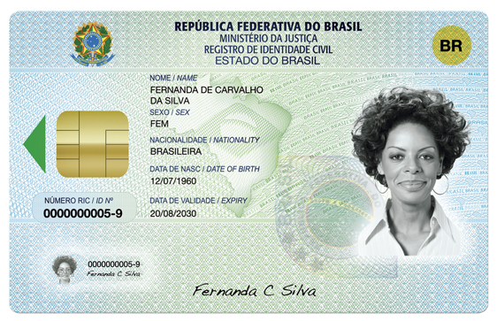 Nova identidade brasileira. Crédito: Ministério da Justiça / Divulgação